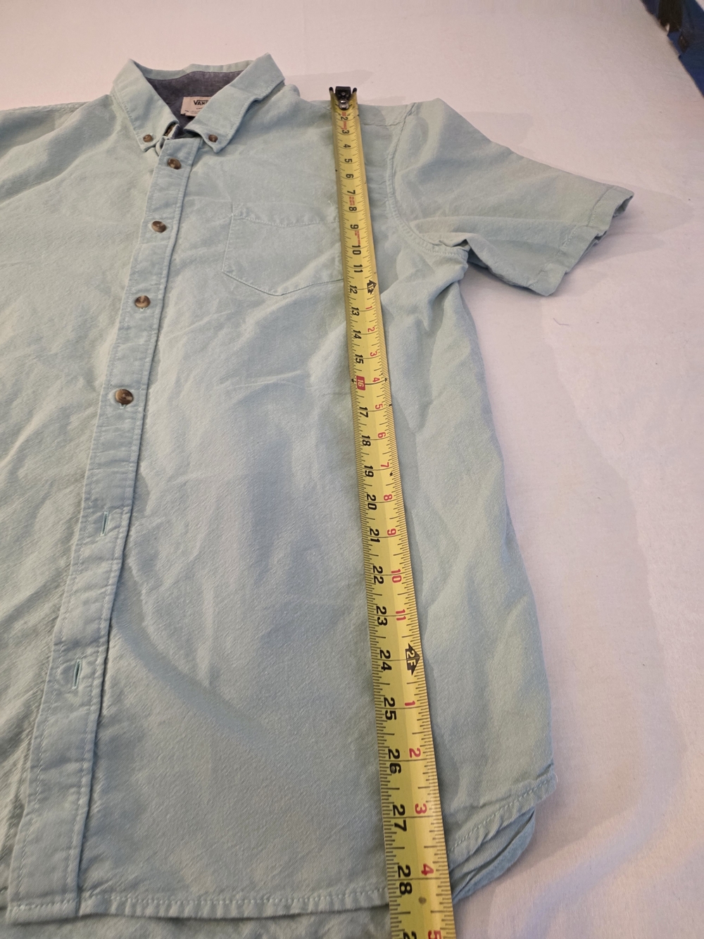 Vans Men's Light Blue Short Sleeve Button-Up Shirt - Picture 3 of 6